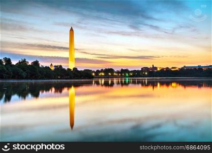 Washington Memorial monument in Washington, DC in the morning