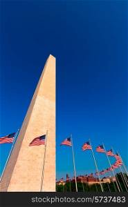 Washington Monument and american flags in District of Columbia DC USA