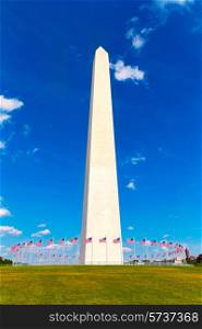 Washington Monument and flags in District of Columbia DC USA