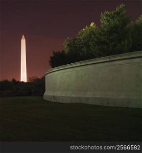 Washington Monument at night in Washington, DC, USA.