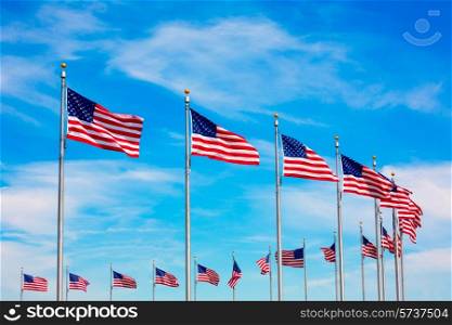 Washington Monument flags circle in DC United States USA