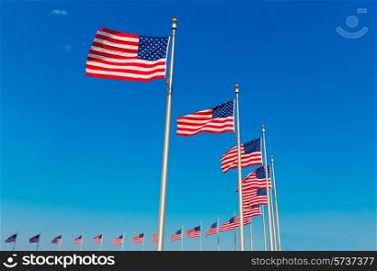 Washington Monument flags in District of Columbia DC USA