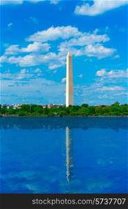 Washington Monument reflected in Tidal Basin District of Columbia USA