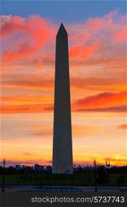 Washington Monument sunset in District of Columbia DC USA