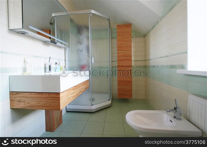 Washstand and bidet in a modern bathroom