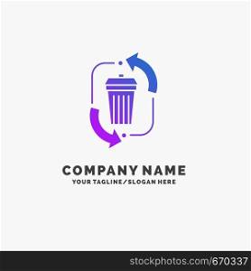 waste, disposal, garbage, management, recycle Purple Business Logo Template. Place for Tagline.. Vector EPS10 Abstract Template background