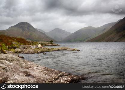 Wastwater or Wast Water in English Lake District on cloudy day