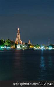 Wat Arun during the Twilight Landmark of Thailand Attractions in Bangkok