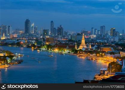 Wat Arun temple in Bangkok. Thailand is the oldest archaeological site at twilight.. Wat Arun temple