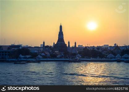 Wat Arun temple Silhouette Thailand Bangkok at sunset. Wat Arun temple Silhouette Thailand Bangkok at sunset.