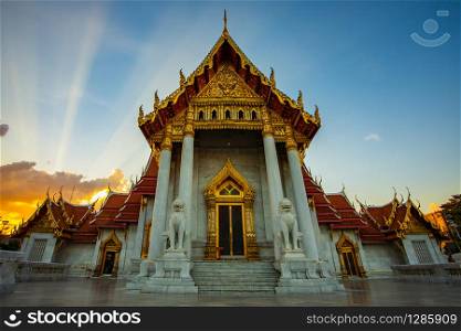 wat benchamabophit temple one of most popular traveling destination in bangkok thailand