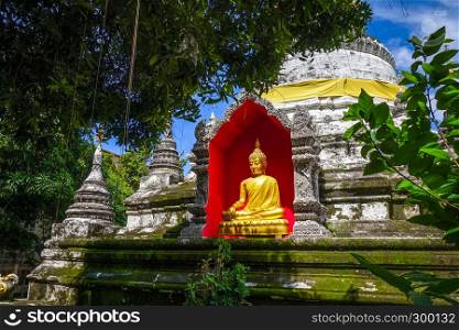 Wat Buppharam temple pagoda and golden buddha, Chiang Mai, Thailand. Wat Buppharam temple pagoda, Chiang Mai, Thailand