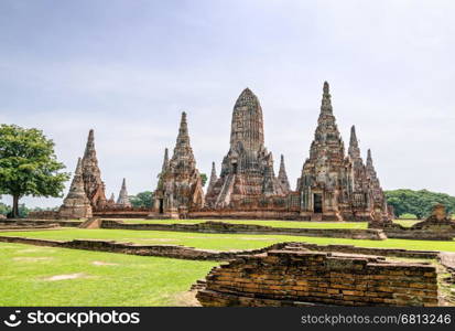 Wat Chaiwatthanaram is ancient buddhist temple, famous and major tourist attraction religious of Ayutthaya Historical Park in Phra Nakhon Si Ayutthaya Province, Thailand