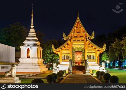 Wat Chedi Luang at the night, Chiang Mai, Thailand