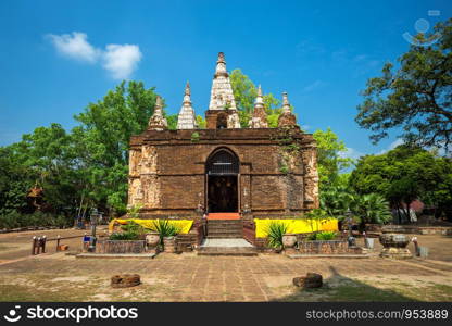 Wat Chet Yot, seven pagoda temple It is a major tourist attraction in Chiang Mai, Thailand.with evening,Temple in Chiang Mai.