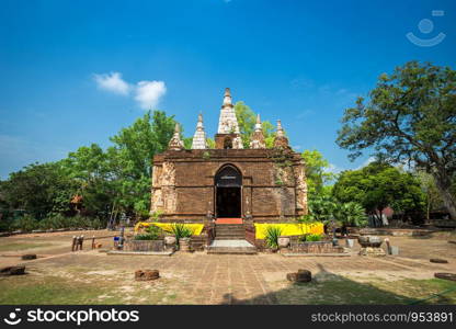 Wat Chet Yot, seven pagoda temple It is a major tourist attraction in Chiang Mai, Thailand.with evening,Temple in Chiang Mai.