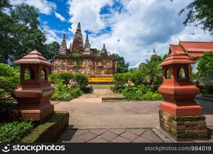 Wat Chet Yot, seven pagoda temple It is a major tourist attraction in Chiang Mai, Thailand.with evening,Temple in Chiang Mai.