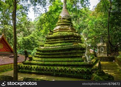 Wat Palad temple stupa in jungle, Chiang Mai, Thailand. Wat Palad temple stupa, Chiang Mai, Thailand