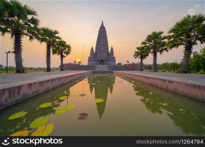 Wat Panyanantaram, a Buddhist temple in Pathum Thani City, Thailand. Thai architecture buildings background in travel trip and holidays vacation concept. Buddhism religion. Tourist attraction.