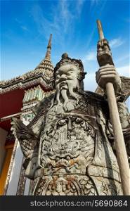 Wat Pho Chinese stone guardian, Bangkok, Thailand
