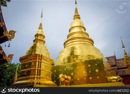 Wat Phra Singh golden stupa in Chiang Mai, Thailand. Wat Phra Singh golden stupa, Chiang Mai, Thailand