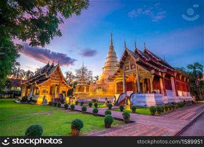 Wat Phra Singh temple in the old town center of Chiang Mai,Thailand