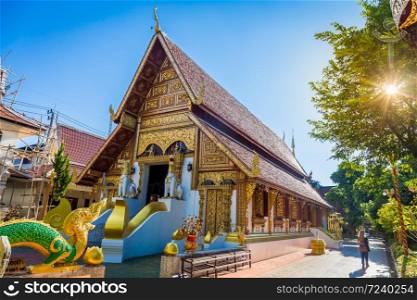 Wat Phra Singh temple is a buddhist temple located in Chiang Rai, northern Thailand. Landmark of Chiang Rai