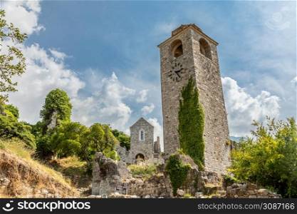 Watch tower among the ruins of Old Bar, Montenegro