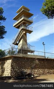Watch tower on the hill in the forest, Israel