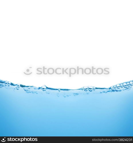 Water and air bubbles over white background with space for text