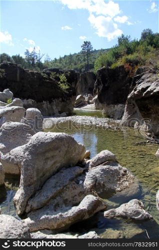 Water and rocks in Koprulu canyon in south part of Turkey