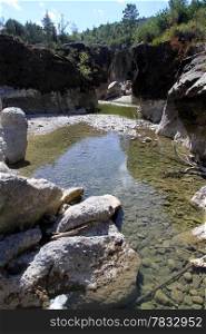 Water and rocks in Koprulu canyon in south Turkey