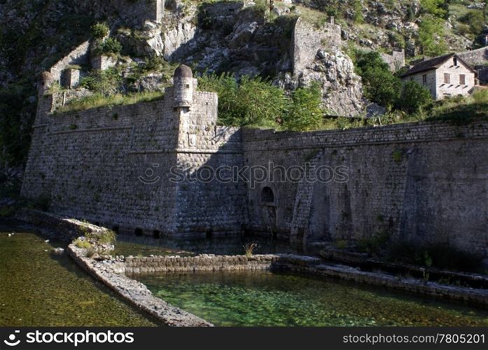 Water and wall in Kotor, Montenegro