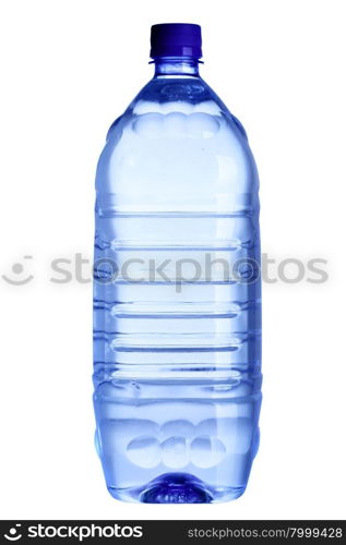 Water bottle close-up isolated over the white background