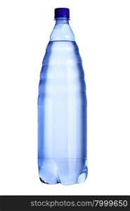 Water bottle close-up isolated over the white background