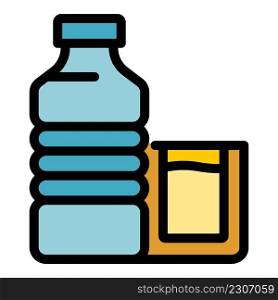 Water bottle icon. Outline water bottle vector icon color flat isolated. Water bottle icon color outline vector