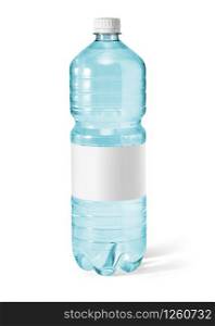 Water bottle with blank label. Isolated on white with clipping path