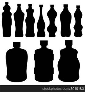 Water Bottles Silhouettes Isolated on White Background.. Water Bottles