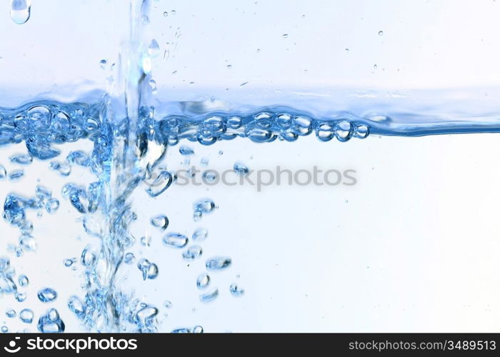 water bubbles blose up on white background