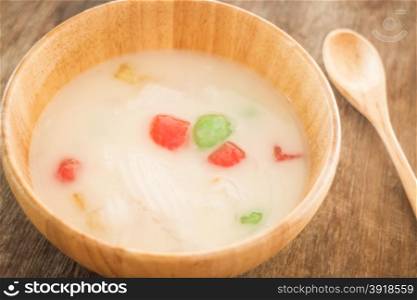 Water chestnut coated with tapioca starch in coconut cream, stock photo