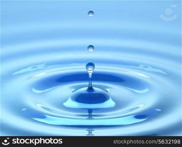 Water drop. Abstract blue background. Three-dimensional image. 3d