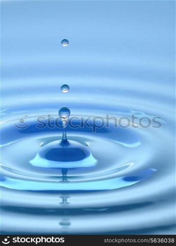 Water drop. Abstract blue background. Three-dimensional image. 3d