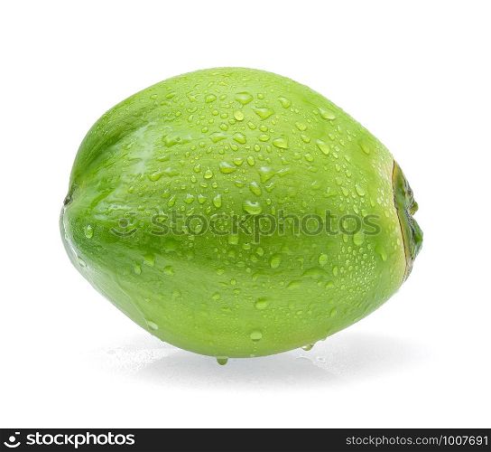 water drop green coconut isolated on white background
