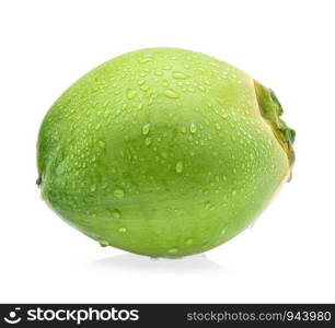 water drop green coconut isolated on white background