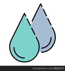 Water drop icon. Outline water drop vector icon color flat isolated on white. Water drop icon color outline vector