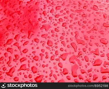 Water Drop on the Hood of the Car. Rain Drops on the Surface of the Car or on the Iron Surface Flow Down. Abstract Background and Water Texture for Design