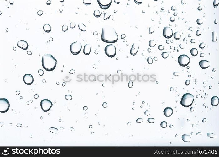 Water droplets on a white background