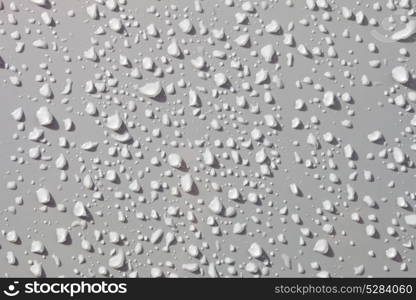 Water drops from rain over a white surface