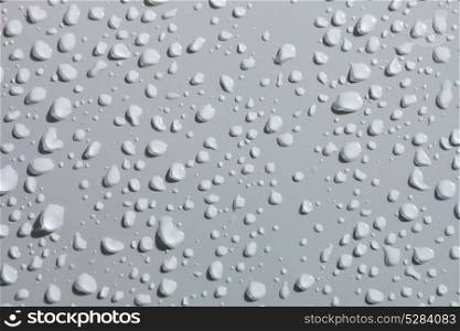 Water drops from rain over a white surface