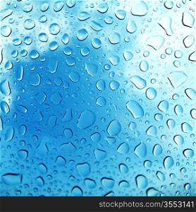 Water Drops on blue background